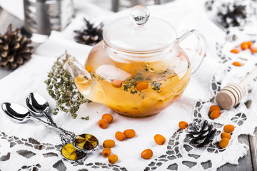 Tea with sea-buckthorn berries