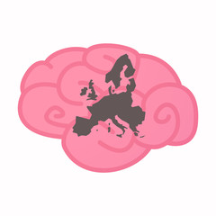 Isolated brain with  a map of Europe