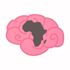 Isolated brain with  a map of the african continent