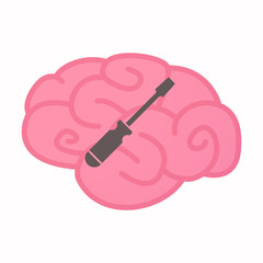 Isolated brain with a screwdriver
