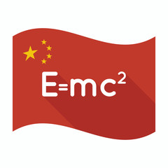 Isolated China flag with the Theory of Relativity formula