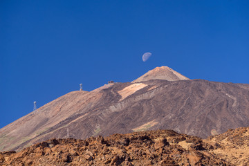 Panoramic view of Mount Teide volcano rising from sea level up to 3718 meters (12198 ft). Tenerife, Canary Islands.