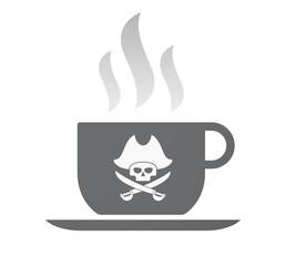 Isolated coffee cup with a pirate skull