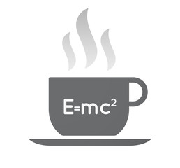 Isolated coffee cup with the Theory of Relativity formula