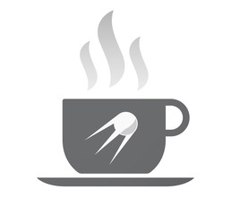 Isolated coffee cup with a vintage satellite