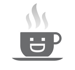 Isolated coffee cup with a laughing text face