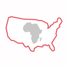 Isolated map of USA with  a map of the african continent