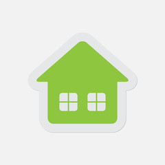 simple green icon - home with two windows