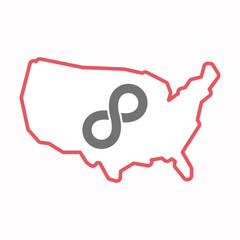 Isolated map of USA with an infinite sign