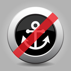 black metallic button, white anchor banned icon