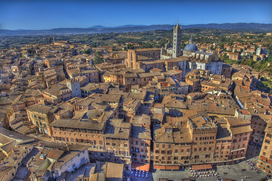 Panoramic view of center of Siena. Italy.