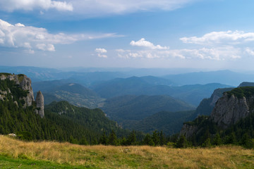 Amazing panorama Ceahlau massif, Eastern Carpathians Mountains, Moldova, Romania