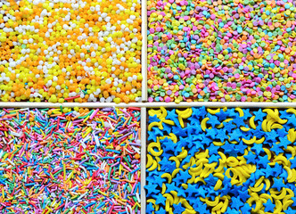 Square of colorful sugar sprinkles
