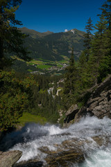 Fototapeta na wymiar Krimml Waterfall - fifth highest waterfall, Alps, Tauern National Park, Austria, Europe