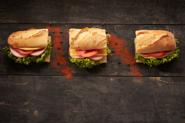 baguette Sandwiches on the table