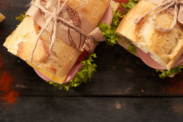 baguette Sandwiches on the table