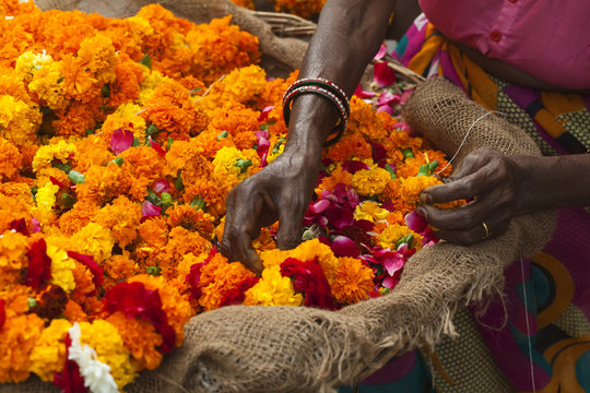 bright flowers for the ceremony ritual Hindu religion