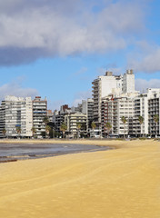 Uruguay, Montevideo, View of the Pocitos Beach on the River Plate.