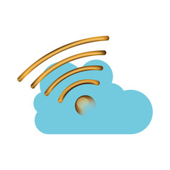 Wifi and cloud computing icon. Storage technology and virtual theme. Isolated design. Vector illustration