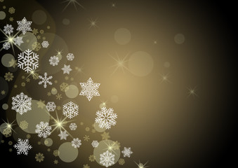 snowflakes on black and gold gradient background 