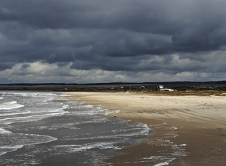 Uruguay, Rocha Department, View of the beach in Cabo Polonio.