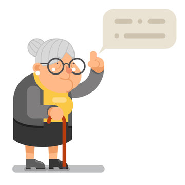Wise Teacher Guidance Granny Old Lady Character Cartoon Flat Design Vector  illustration Stock Vector | Adobe Stock