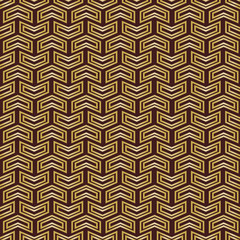 Geometric vector pattern with golden arrows. Geometric modern ornament. Seamless abstract background