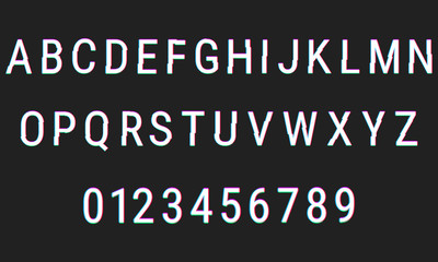 Fototapeta na wymiar Glitch distortion alphabet font