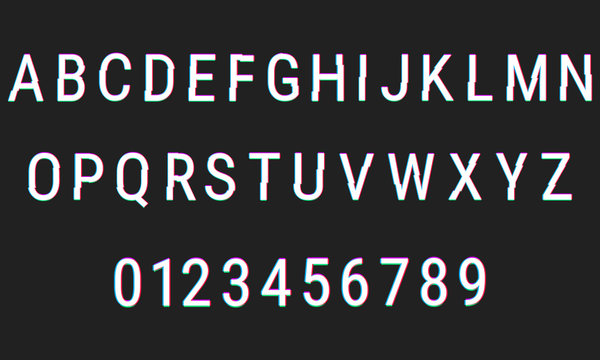 Glitch distortion alphabet font