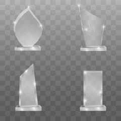 Glass trophy award vector set