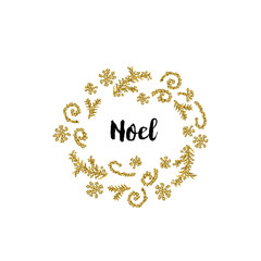 Christmas card on white background with golden elements and text