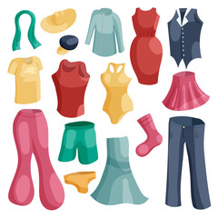 Kinds of clothing icons set. Cartoon illustration of 16 kinds of clothing vector icons for web