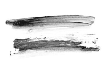 Black watercolor hand painted brush strokes isolated on white background, grunge paper texture,...