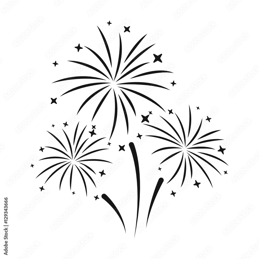 Wall mural colorful fireworks icon in black style isolated on white background. event service symbol stock vect