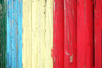 Old blue red and white weathered distressed wood oak plank post background