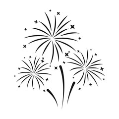 Colorful fireworks icon in black style isolated on white background. Event service symbol stock vector illustration. - 129343666