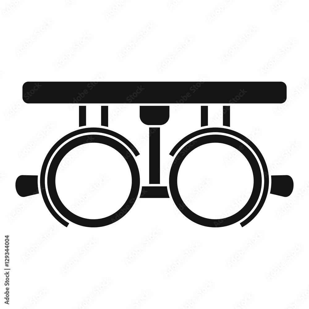 Poster trial frame for checking patient vision icon. simple illustration of trial frame for checking patien
