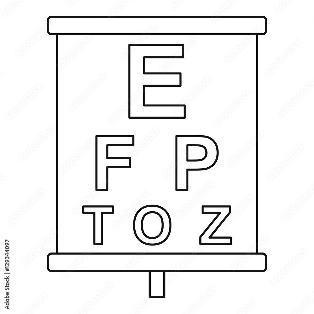 Poster placard with letters eyesight testing icon. outline illustration of placard with letters eyesight te