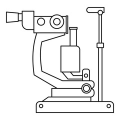 Phoropter, ophthalmic testing device machine icon. Outline illustration of phoropter, ophthalmic testing device machine vector icon for web