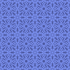 Blue Ornamental Seamless Line Pattern. Endless Texture. Oriental Geometric Ornament