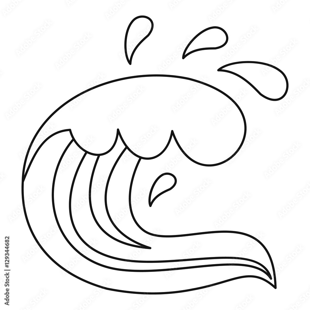 Poster curling and cracking wave icon. outline illustration of curling and cracking wave vector icon for we
