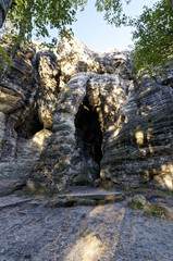 Natural rock formations forming a cave like structure