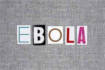 ebola word on grey background. medical concept