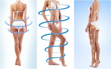 Sporty and beautiful female bodies with arrows