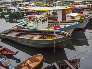 Brazil, City of Rio de Janeiro, Boats in Botafogo Bay.