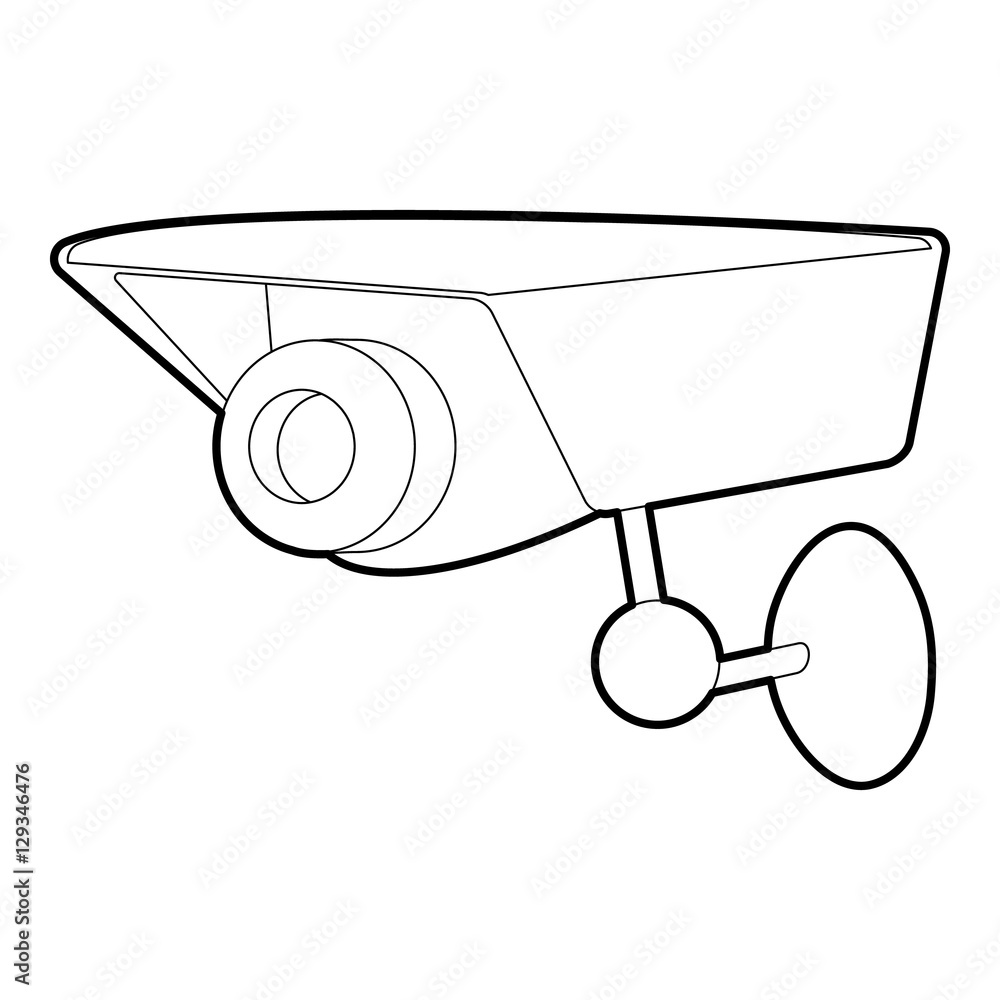 Poster security camera icon. outline illustration of security camera vector icon for web
