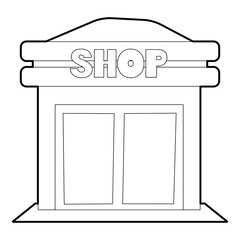 Shop icon. Outline illustration of shop vector icon for web