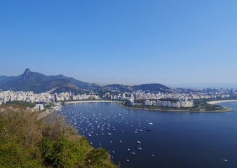 Naklejka na ściany i meble Brazil, City of Rio de Janeiro, Sugarloaf mountain, View towards Botafogo and Flamengo Neighbourhoods.