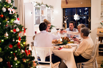 Beautiful big family celebrating Christmat together