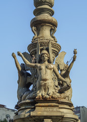 Brazil, City of Rio de Janeiro, Decorative Clock Pole on Largo da Carioca.